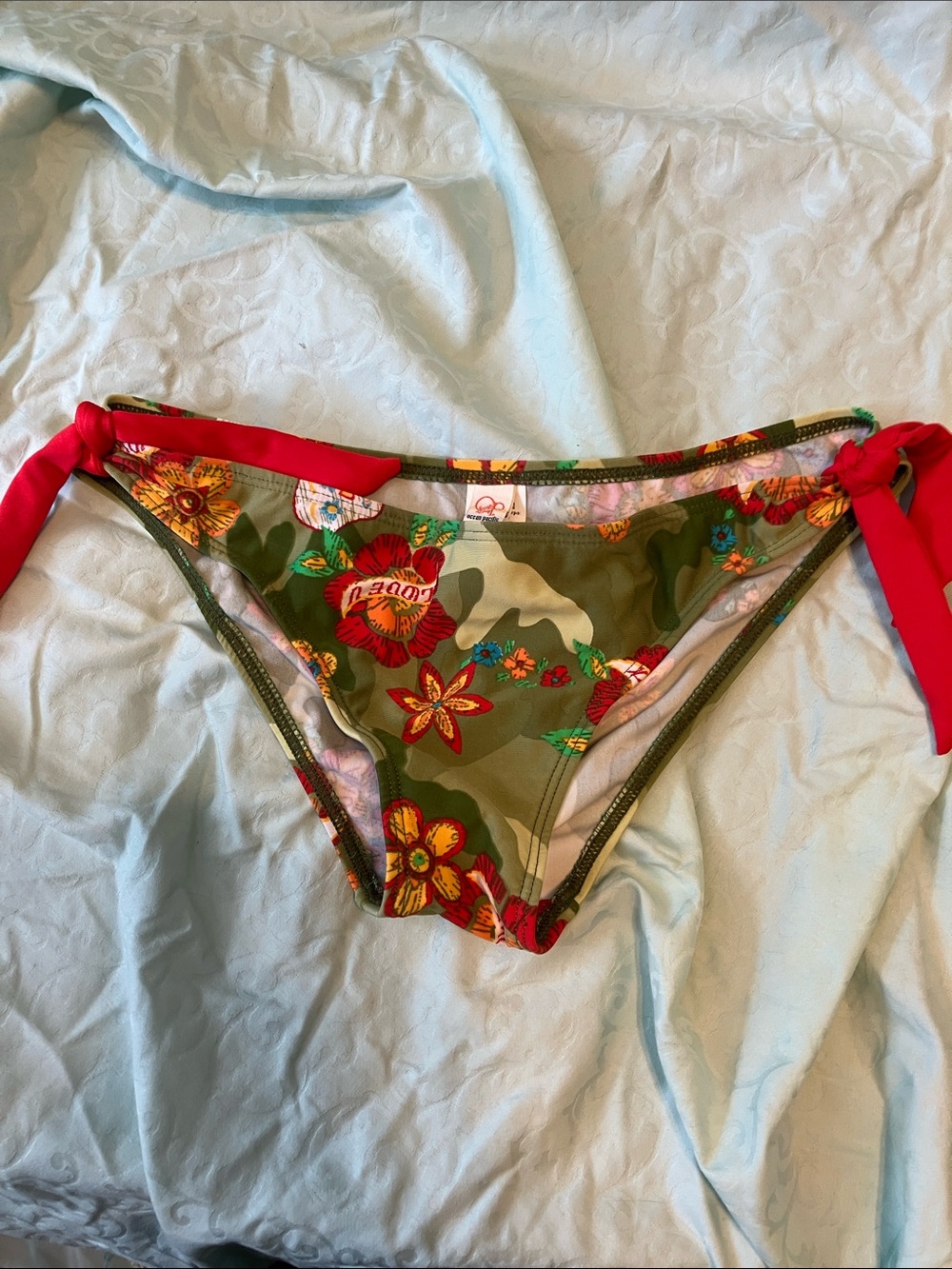 OP Ocean Pacific Floral Swimwear with Red and Green Accents - Picture 4 of 8